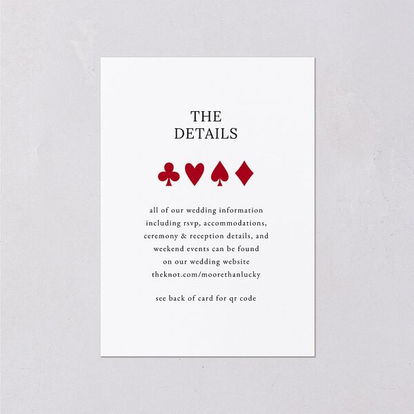 Las Vegas Playing Card Wedding Event Detail Cards Jewel Red Signature Standard