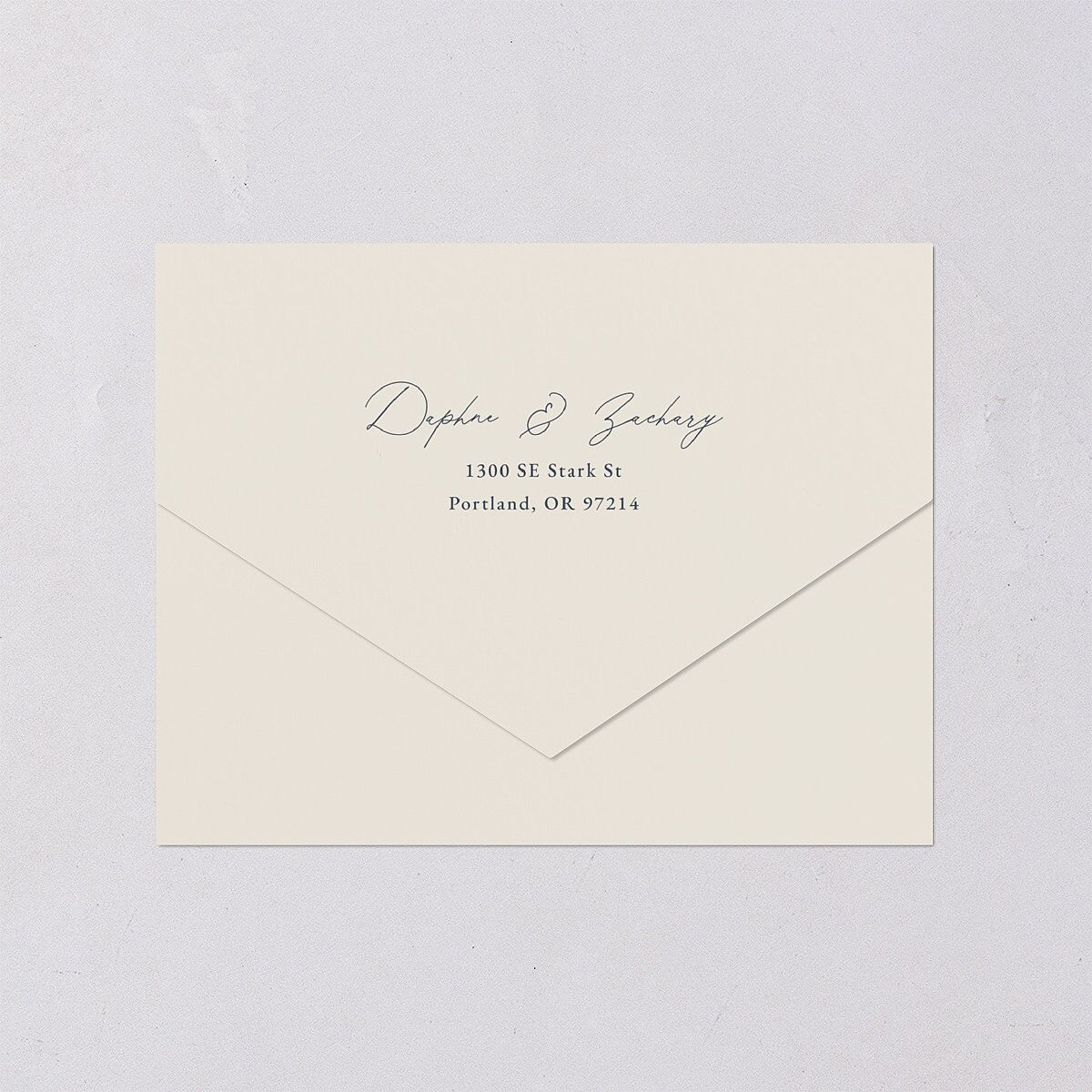 Flora Garden Border All-in-One Wedding Invitations Moody Blue Signature Light Both Recipient and Return Addresses No