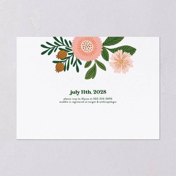 Retro Bloom Bridal Shower Invitations Scottish Green Signature Blank Standard