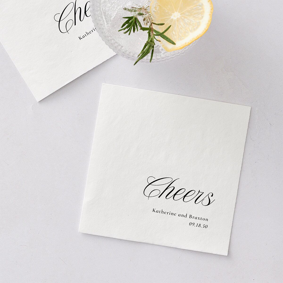 Refined Monogram Engagement Party Cocktail Napkins Midnight Napkin Uncoined