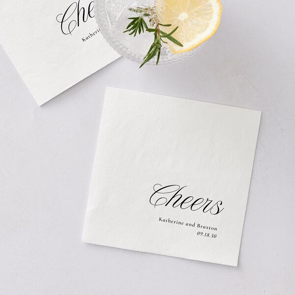 Refined Monogram Engagement Party Cocktail Napkins Midnight Napkin Uncoined