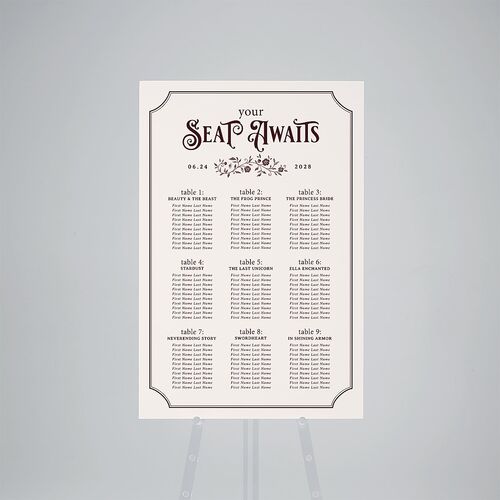 Vintage Storybook Standard Seating Chart Large Merlot Standard Indoor Foam Core L Seating