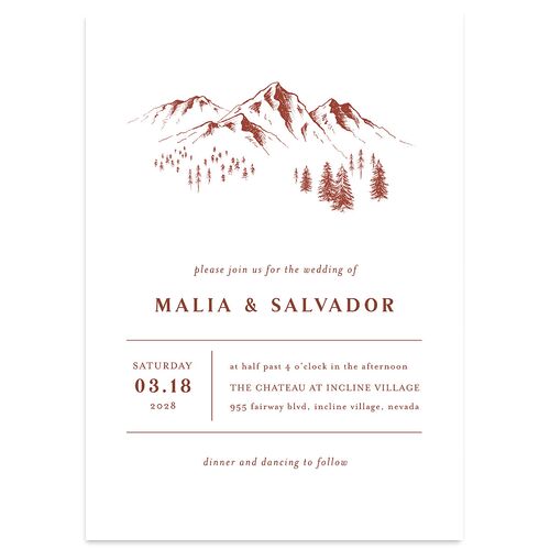 Etched Mountains Wedding Invitations Copper Signature Blank No Standard