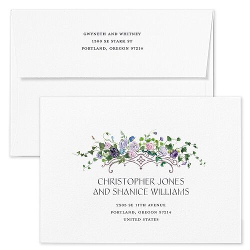 Fairytale Garden Rehearsal Dinner Invitation Envelopes Regency White Both Recipient and Return Addresses Signature Standard