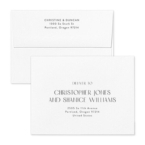 Shimmering Frame Thank You Card Envelopes White Off-White Both Recipient and Return Addresses Signature Standard