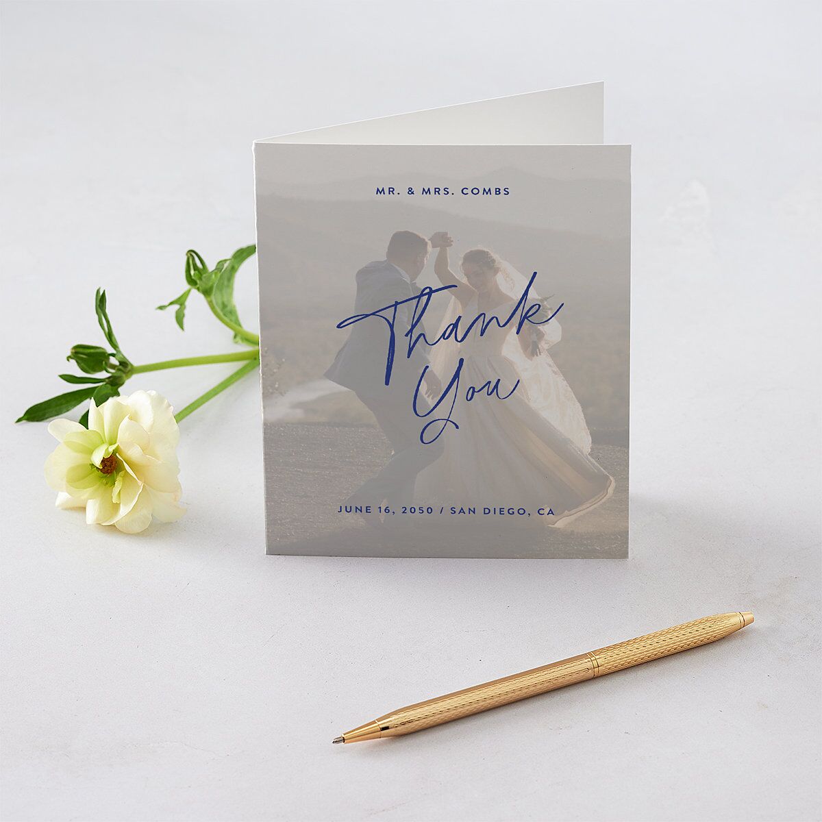 Vellum Illusion Photo Thank You Cards Sapphire