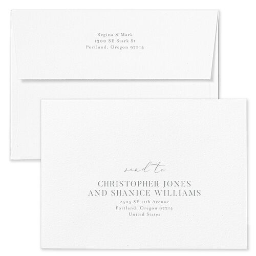 Elegant Garden Rehearsal Dinner Invitation Envelopes White Dusty Blue Both Recipient and Return Addresses Signature Standard