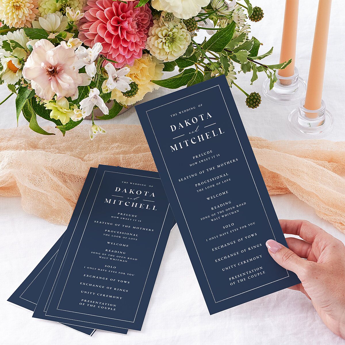 Mountain Escape Wedding Programs Silver Moody Blue Signature