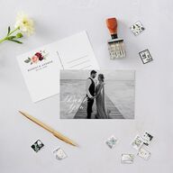 Vibrant Floral Thank You Postcards Deep Claret