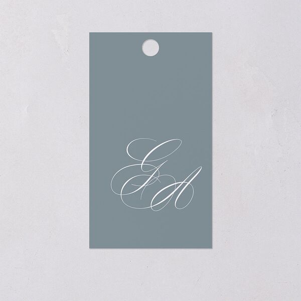 Elegant Photograph Favor Gift Tags Dusty Blue Signature