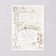 Vintage Toile Foil Wedding Invitations Gold Marigold Signature Blank No