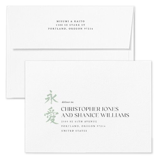 Eternal Ink Wedding Invitation Envelopes Terracotta Mint Green Return Address Standard Signature