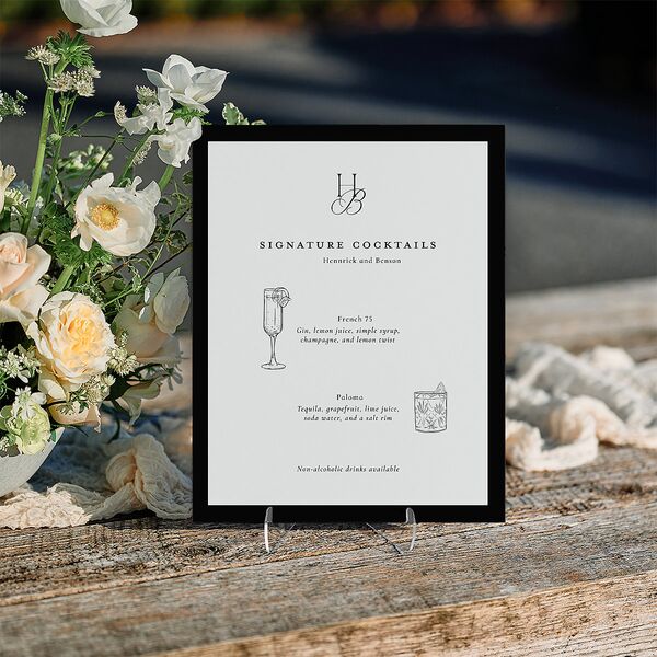 Refined Monogram Standard Bar Tabletop Sign Small Midnight Standard Indoor Foam Core S Tabletop Bar