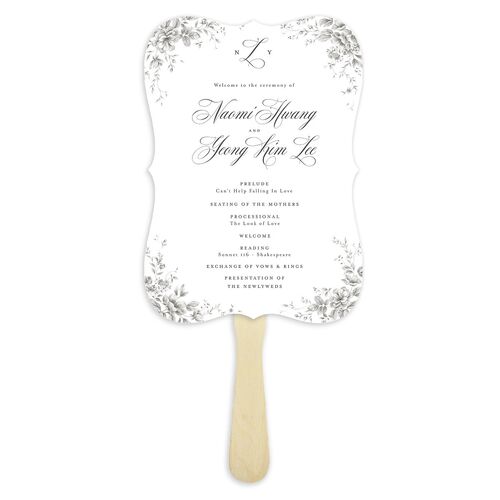 Vintage Florals Fan Programs Medieval Grey Signature Bracket
