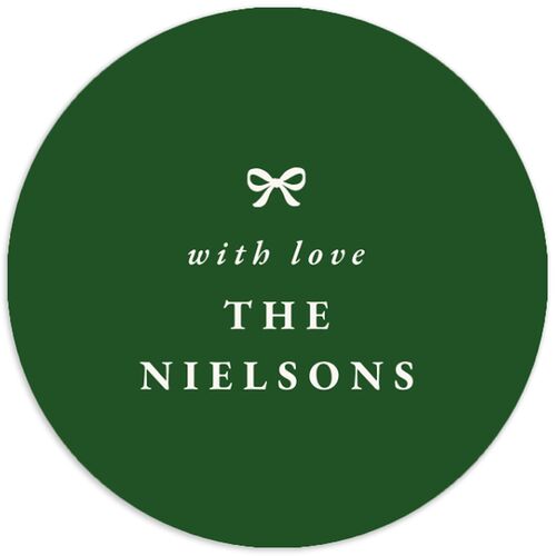 Vintage Bow Pattern Photo Holiday Stickers Jewel Green Circle