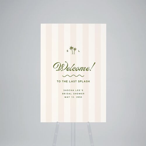 Cabana Stripes Bridal Shower Standard Welcome Sign Large Olive Standard Indoor Foam Core L Welcome