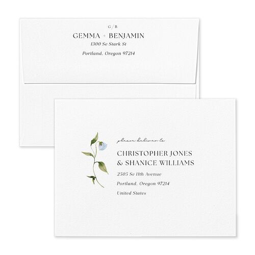 Pastel Garden Thank You Card Envelopes Stream White Both Recipient and Return Addresses Signature Standard