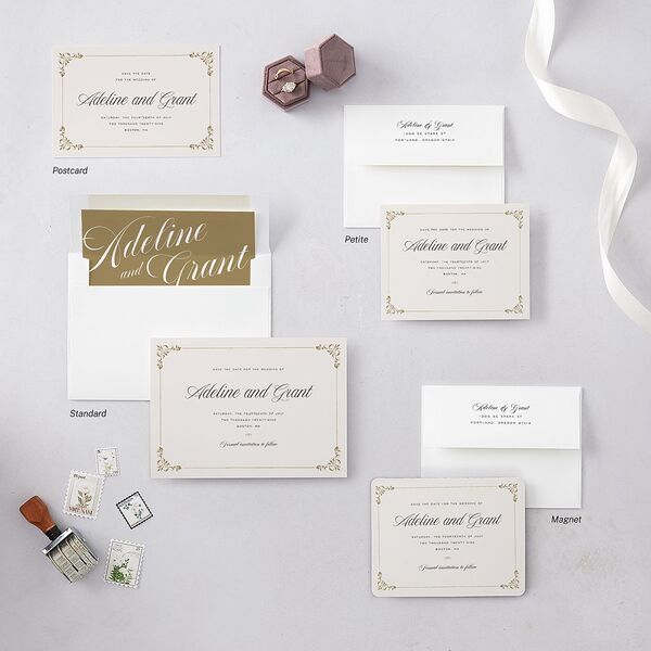 Old Money Save the Date Petite Cards Champagne Signature smooth Blank No Standard