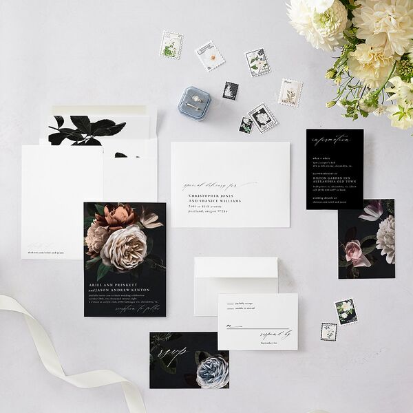 Modern Rose Wedding Invitations Peach Fuzz Signature Blank No