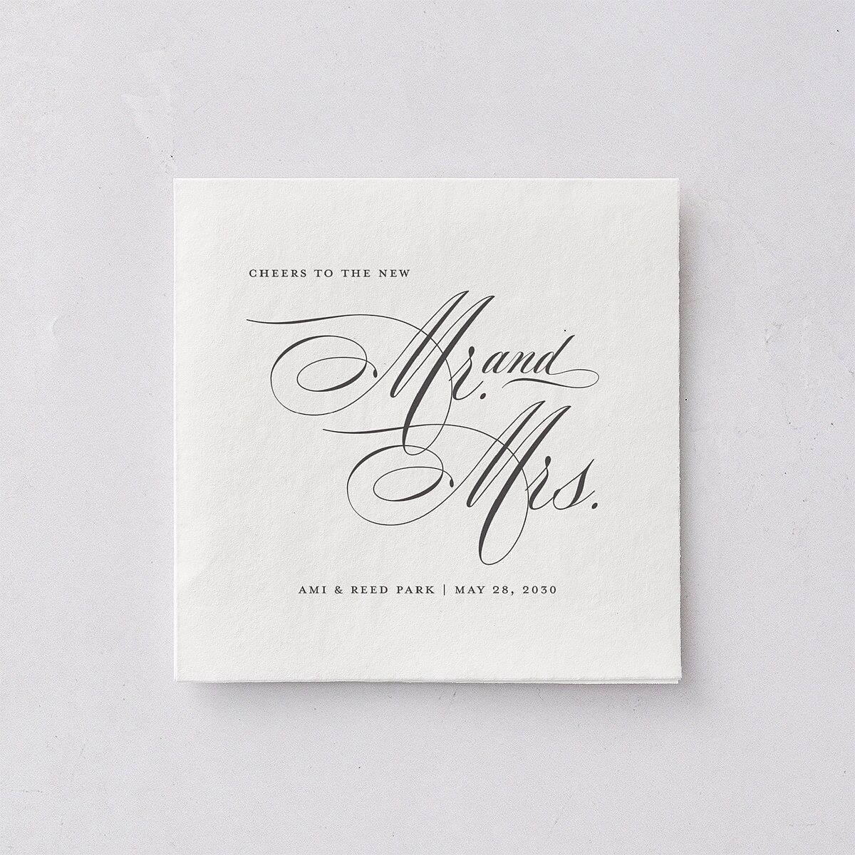 Grand Calligraphy Cocktail Napkins Medieval Grey Napkin Uncoined