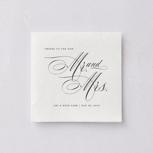 Grand Calligraphy Cocktail Napkins Medieval Grey Napkin Uncoined