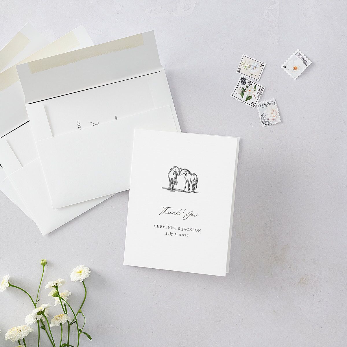 Western Wild Horses Thank You Cards Licorice