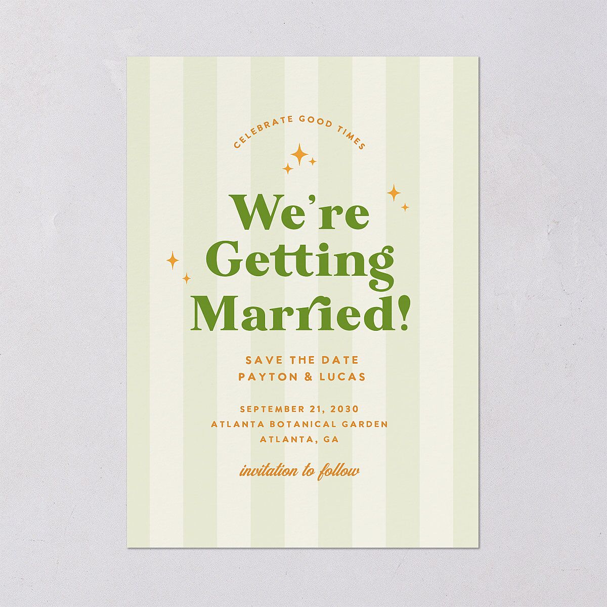 Colorful Retro Stripes Save the Date Cards Sea Foam Signature smooth Blank No Standard
