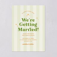 Colorful Retro Stripes Save the Date Cards Sea Foam Signature smooth Blank No Standard