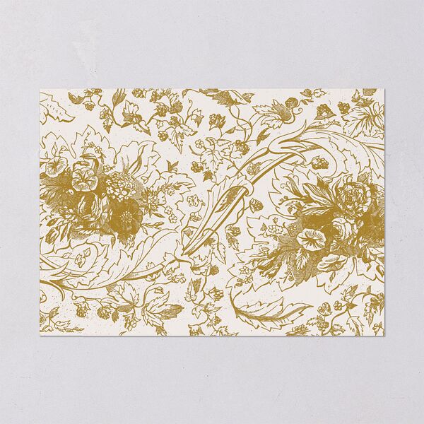 Vintage Toile Foil Save the Date Cards Gold Marigold Signature smooth Blank No
