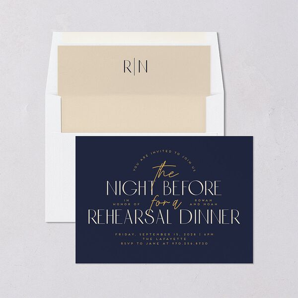 Headline Rehearsal Dinner Invitations Navy Signature Blank Standard