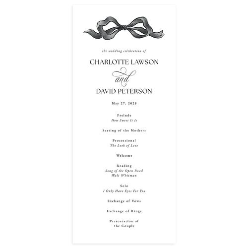 Vintage Bow Wedding Programs Licorice Signature
