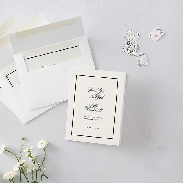Elegant Swans Thank You Cards Ivory