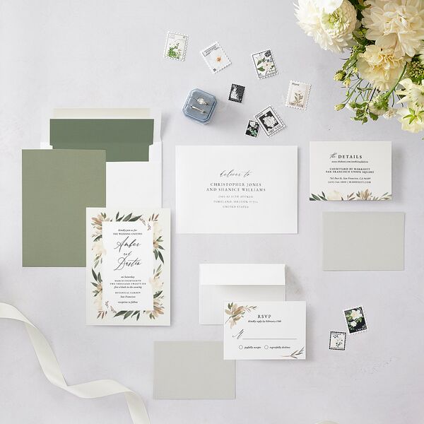 Neutral Greenery Wedding Invitations Thyme Signature Blank No Standard