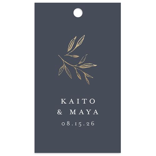 Shining Sprig Favor Gift Tags Gold Dark Navy Signature