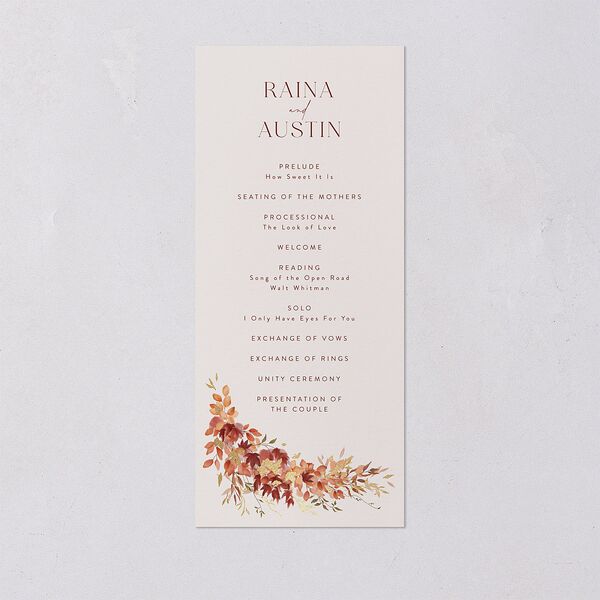 Harvest Crescent Foil Wedding Programs Gold Champagne Signature