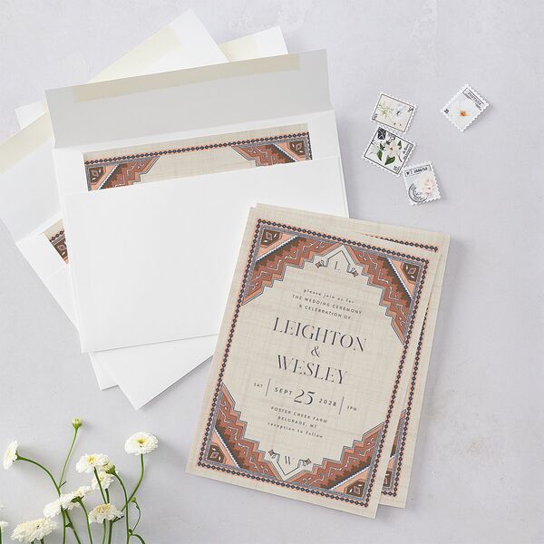 Western Tapestry Wedding Invitations Linen Signature Blank No