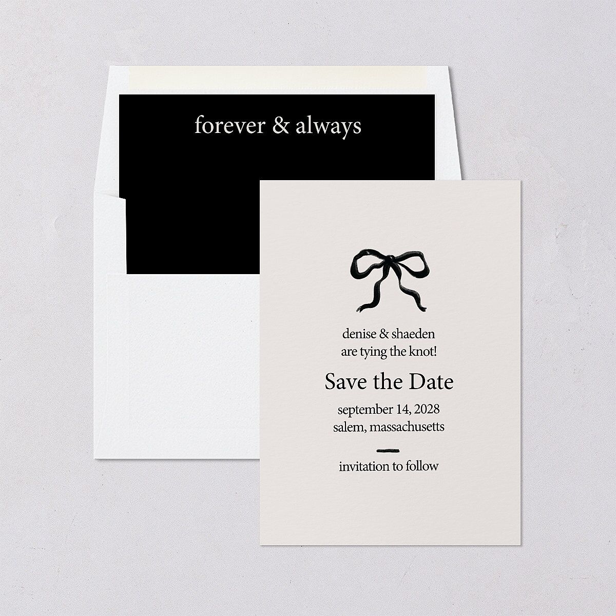 Dainty Bow Save the Date Cards — view 4