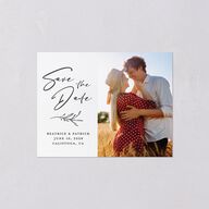 Rustic Setting Save the Date Petite Cards Medieval Grey Signature smooth Blank No Standard