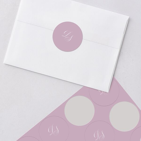 Formal Wisteria Garden Crest Wedding Stickers by Bridgerton Purple Haze