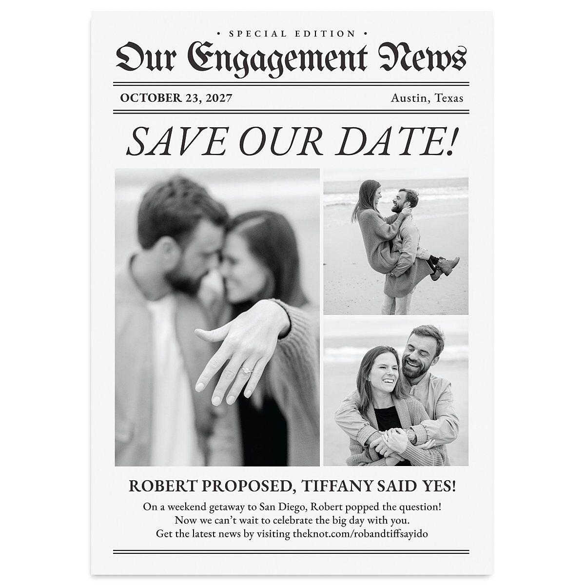 Newspaper Save the Date Cards