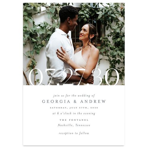 Elegant Date Wedding Invitations Slate Signature Blank No Standard