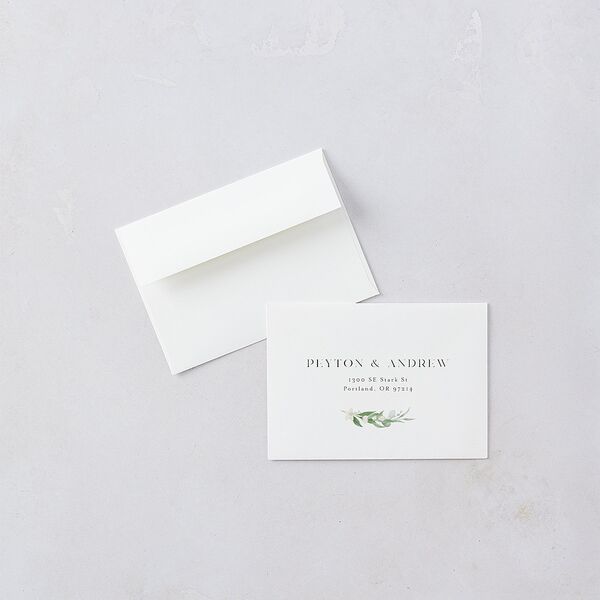 Greenery Laurel Foil Wedding Response Cards Pure White Gold Signature Standard