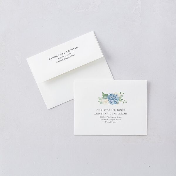 Elegant Hydrangea Save the Date Petite Cards Dusty Blue Signature smooth Blank No Standard
