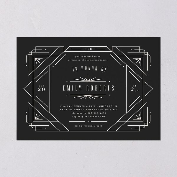 Vintage Deco Bridal Shower Invitations Charcoal Signature Blank Standard