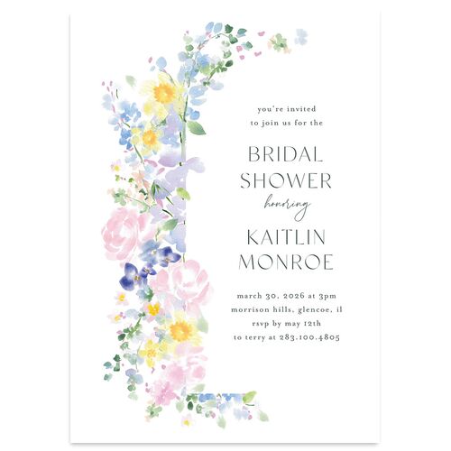Pastel Flower Arch Bridal Shower Invitations Lilac Signature Blank Standard