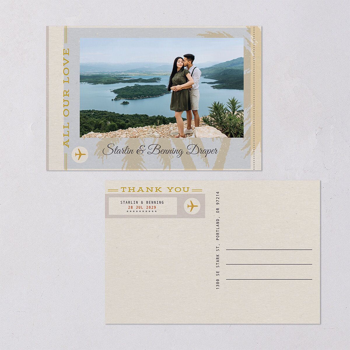 Retro Boarding Pass Travel Ticket Thank You Postcards Slate