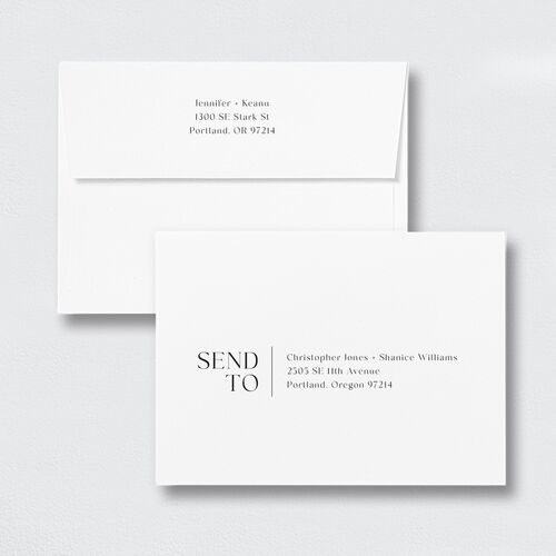 Modern Arch Rehearsal Dinner Invitation Envelopes Pure White Standard White Both Recipient and Return Addresses