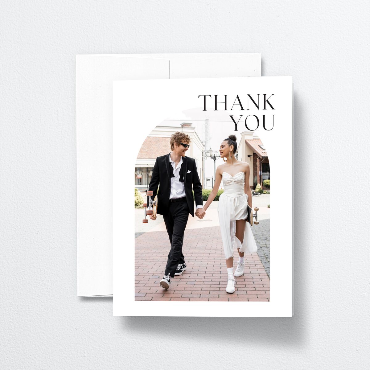 Modern Arch Thank You Cards Pure White