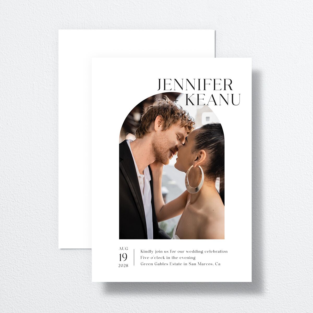 Modern Arch Wedding Invitations Pure White No Signature
