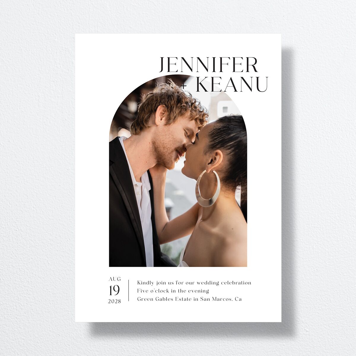 Modern Arch Wedding Invitations Pure White No Signature